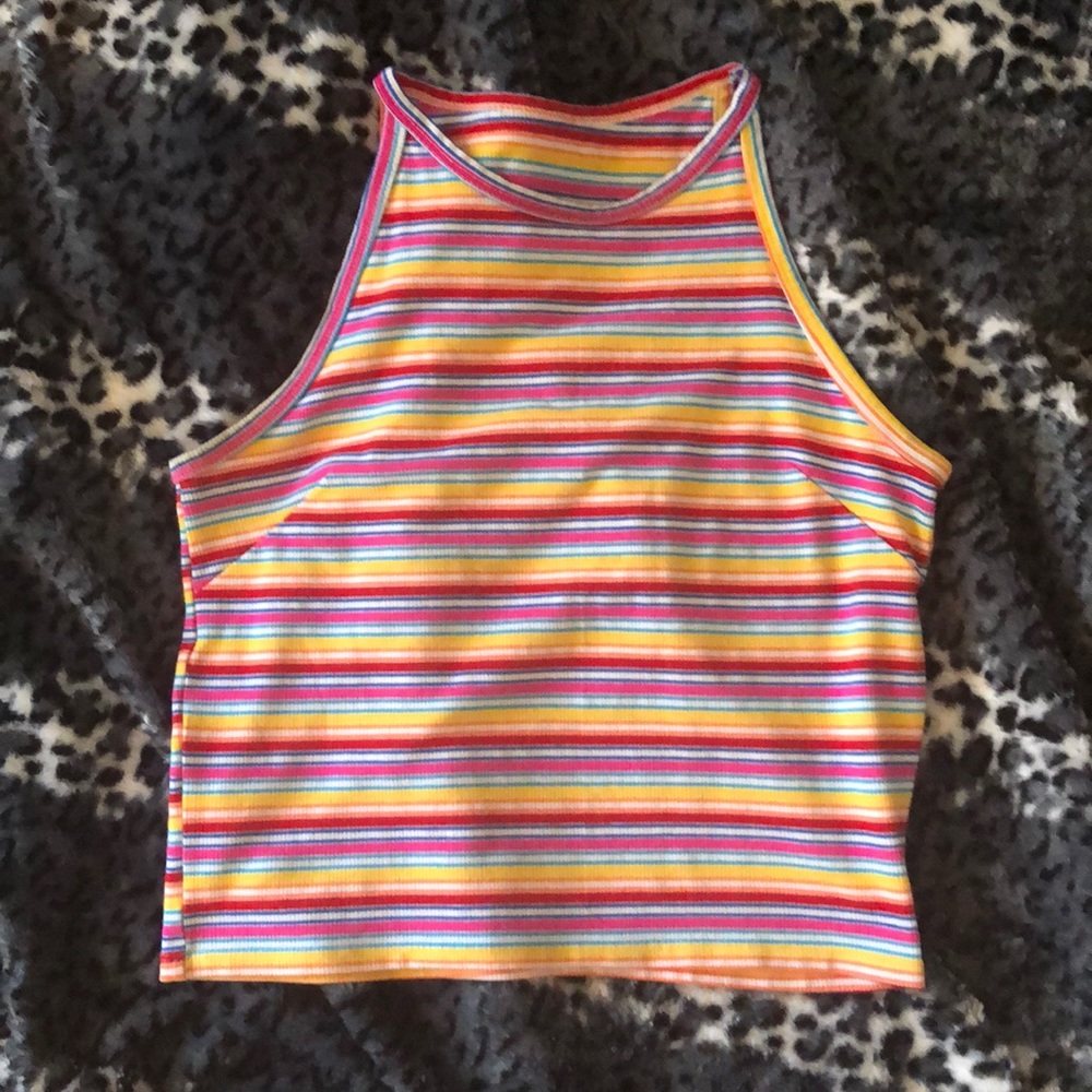 90s rainbow halter crop top 🌈